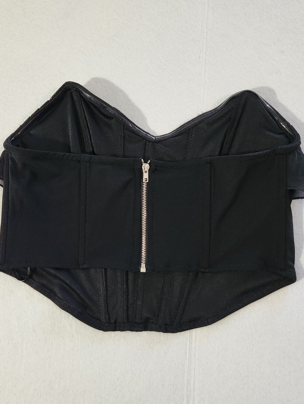 Forever 21 Black Draped Corset Bustier Top Back Zipper And Boning Size Large - Picture 3 of 6